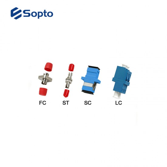SOPTO Adaptor Simplex SC/SC Female to Female UPC SM Plastic shell with Ears with Spring strip SPAD-SCF-SCF-U-SS-PES