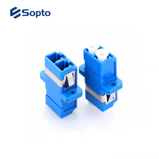 SOPTO Adaptor Simplex SC/SC Female to Female UPC SM Plastic shell with Ears with Spring strip SPAD-SCF-SCF-U-SS-PES